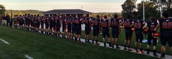 Football players lined up